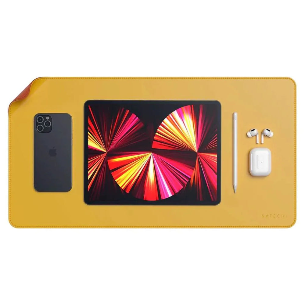 Satechi diual sided Eco-leather Deskmate - Yellow/Orange